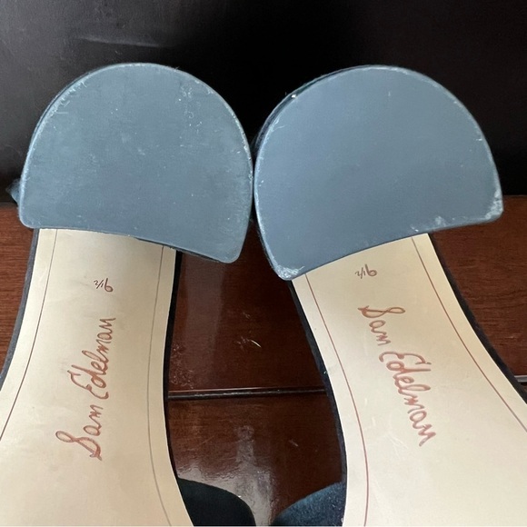 Sam Edelman Yancy Black Suede Ankle Strap Peep Toe Block Heel Sandal Size 9.5M - Picture 6 of 11